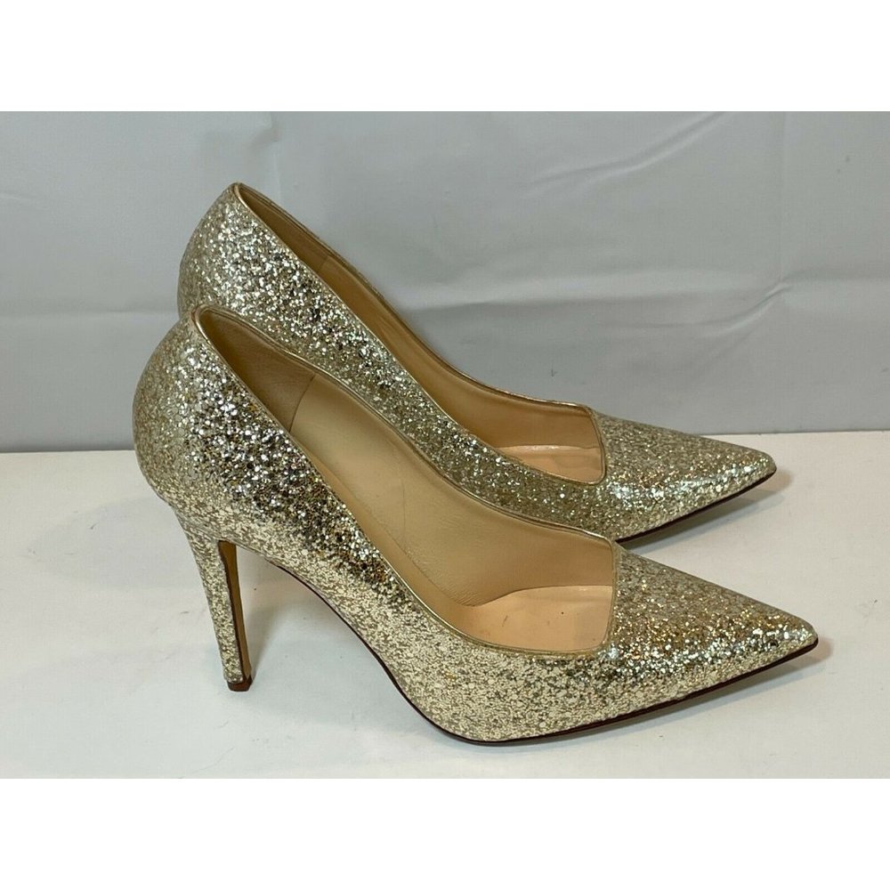 Kate Spade Licorice Too Gold Glitter Pumps Womens Size 10 B Pointed Heels Shoes